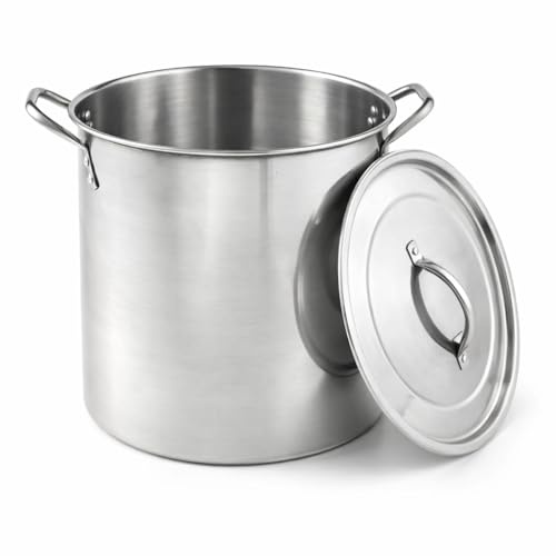 8 Litre Stock Pot with Stainless Steel Lid | Large Cooking Pot for Soup, Stew, Pasta and Brew Boiling | Heavy-Duty Stainless Steel Cookware for Home Kitchen