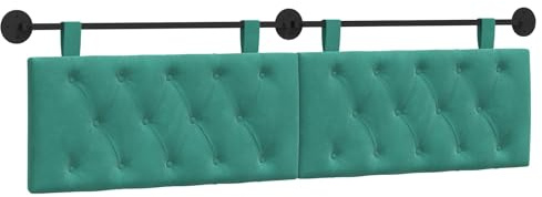 vidaXL Hängendes Kopfteil Türkis Samt, Schlafzimmer, modernes Wand-Kopfteil, rechteckig mit Samtbezug, gesteppt, Holzwerkstoff, platzsparende Dekoration