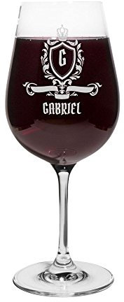 printplanet® Rotweinglas mit Namen Gabriel graviert - Leonardo® Weinglas mit Gravur - Design Royales Wappen