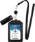 Boshiho - Porta badge da ufficio, in vera pelle, con cordino elasticizzato, stile verticale 4.2 x 2.6 x 0.1inch Nero