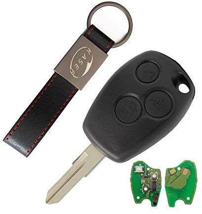 KASER Chiave Telecomando con Scheda Elettronica 3 Tasti compatibile per Renault Megane 2 Scenic Clio Kangoo Dacia Duster (433Mhz PCF7946 Chip) Transponder con Portachiavi