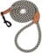 Mile High Life Rope Leash with Genuine Leather Connection, 6 FT/5 FT/4 FT, Heavy Duty Leash for Medium & Large Dogs(Black Khaki,48 Inch-1/2)