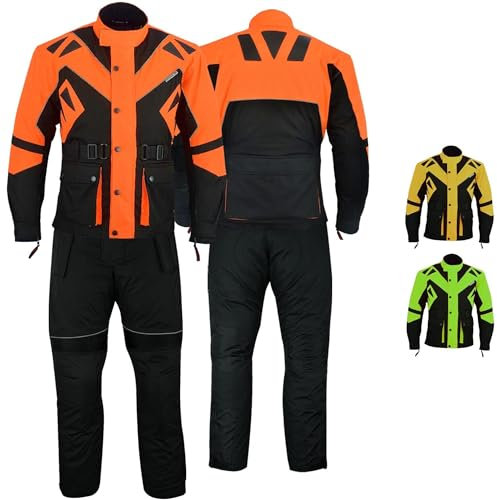 German Wear Motorradkombi Herren 2-teiler mit Protektoren Motorradanzug Textilien Motorradjacke & Motorradhose motorrad kleidung Orange - 54