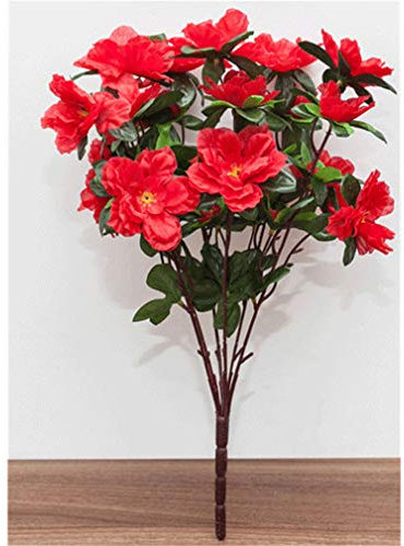 Baisheng Künstliche Blumen Rhododendron simsii Planch Weihnachten Braut Hochzeit Blumenstrauß für Haus Gartenparty Blumenschmuck(4 Bündel-Groß Rot)