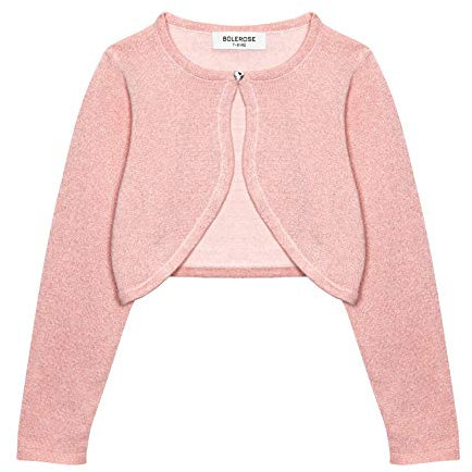 Bolerose Ragazze Manica Lunga Scintillante Bolero Bambini Caridgan (Rosa Pastello, 9-10 Anni)