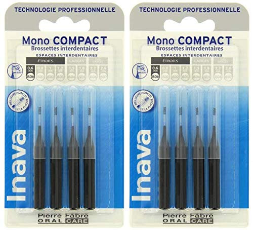 Inava Mono Compact Brossette Interdentaire Etroit Noir 0,6 mm lot de 2 x 4 = 8