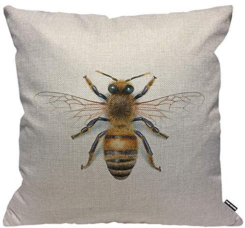 HGOD DESIGNS Kissenbezug mit Bienen-Motiv, Aquarell-Zeichnung, Bienen, Heimdekoration, für Herren/Frauen, Wohnzimmer, Schlafzimmer, Sofa, Stuhl, 45 x 45 cm