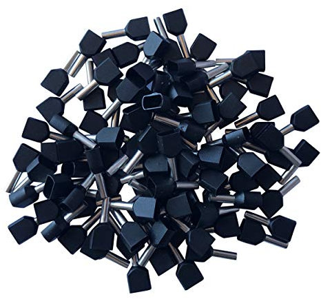 GTSE 100 pcs Black Twin Entry 1.5mm² Bootlace Ferrule Connector Insulated Cord Pin End Terminals
