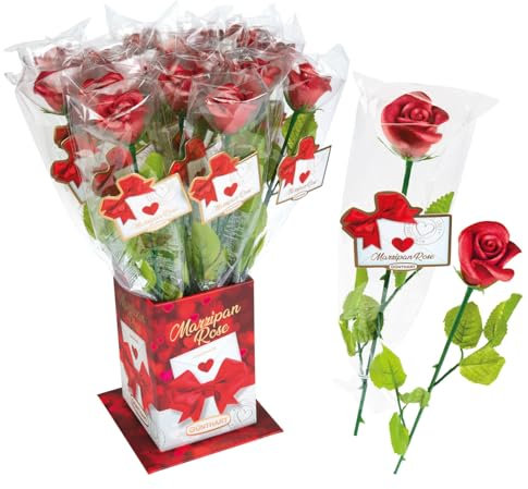 Günthart Marzipan-Rosen Elegance am Stiel Höhe ca. 420 mm, 20er Pack (20 x 30 g)