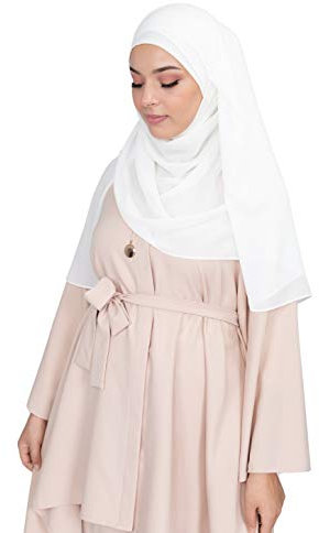 Hijab zum Einfädeln, komplett Crêpe-Chiffon, mit integrierter Mütze Gr. Einheitsgröße, elfenbeinfarben (Ivoire)