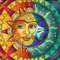 Abillyn Kreuzstich Stickpackungen Vorgedruckt, Sonne und Mond Sterne Fractal Face Hippie Bilder Stickerei Set (Sonne)