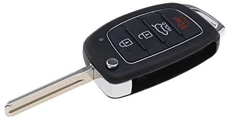 ECSiNG 4 Button Car Key Fob Case Replacement Fold Housing Shell with Uncut Blade Smart Remote Fob Case Shell Compatible with Hyundai Solari/ix35/i40/i45/Santa