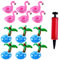 12 Piezas Portavasos Inflables Soporte Hinchable para Bebidas PVC Posavasos Hinchables Flamenco Posavasos de Flotador con Bomba de Aire Juego de Portavasos Inflable Cocotero Posavasos Piscina Fiesta