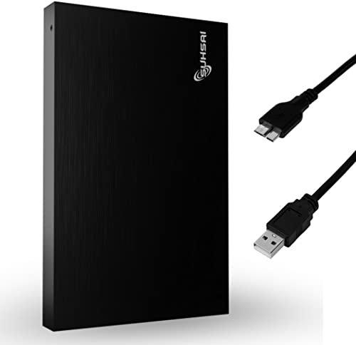 SUHSAI 250GB External Hard Drive USB 3.0 – Portable External HDD for Mac, Laptop, PS5, PC – External Hard Disk Drive for Backup, Photo Storage, Data Transfer, Gaming, Extended Storage – Black