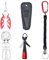 Angelzubehör-Set - 1x Angelzange/Geflechtsschnurschere mit Aufbewahrungstasche, 1x Fliegenfischer-Doppelzangenretraktor, 1x Fliegenfischer-Knotenbindewerkzeug, 1x gewickeltes Schlüsselband