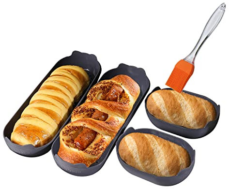 KeepingcooX® Baguette-Backformen für Free Match – langes französisches Brot + kleines Baguette, perforierte Antihaft-Silikonform, Grissini und Brötchen, Hot Dog, Hamburger
