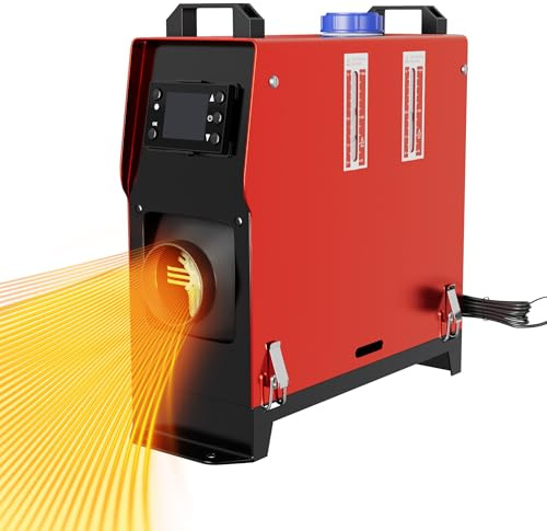 UISEBRT 12V diesel Air Chauffe-compartiment chauffant 8KW, Chauffage Air Parking diesel diesel avec silencieux, télécommande, écran LCD pour voiture, camping-car, bateaux, camion, camping-car, rouge -