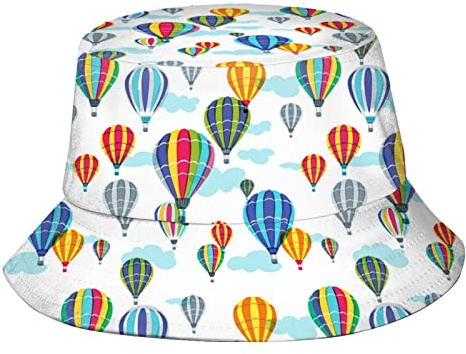 Hot Air Balloon Bucket Hat Cute Fisherman Hat Travel Packable Sun Cap Outdoor Hat for Women and Men