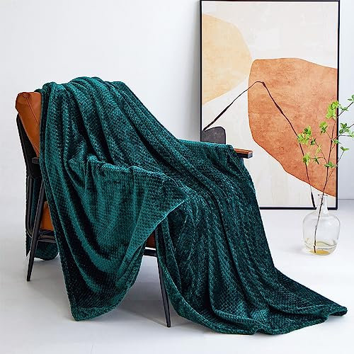 Ouinne Kuscheldecke 150x200 cm Flauschig Decke Fleecedecke Sofadecke, Wohndecke Warm aus Mikrofaser, Decke Couch Blanket, Sofa überwurfdecke Dunkelgrün