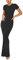 REORIA Women's Summer Sexy Casual Lounge Long Dress Elegant Wedding Guest Short Sleeve Crew Neck Bodycon Maxi Dresses Black M
