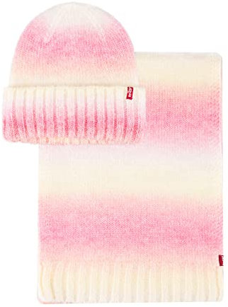 Levi's Damen Mütze und Schal mit Manschetten, Ombre Pink, Einheitsgröße
