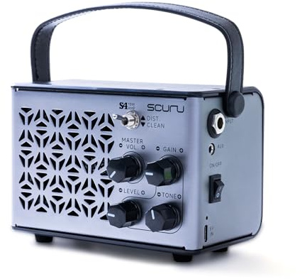 Caline Amplificatore portatile per chitarra, mini amplificatore per chitarra elettrica da 10 W, distorsione, amplificatore per chitarra elettrica, amplificatore ricaricabile per chitarra elettrica