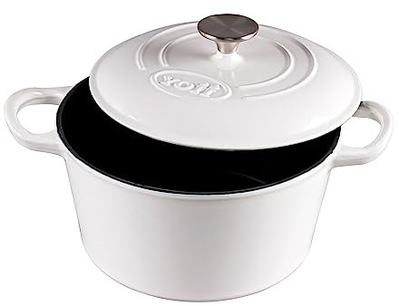 AILIBOO Schmortopf aus emailliertem Gusseisen – 4 Qt Dutch Oven Topf mit Deckel, langlebiger Emaille-Dutch Oven zum Brotbacken, antihaftbeschichtetes Brot Dutch Oven, Emaille-Gusseisen-Kochgeschirr –