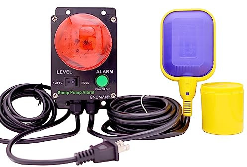 ENDMAN Sump Pump Alarm High/Low Water Alarm, 110dB Loud Alarm & LED Indicator, Ideal for Sump Pumps & Tanks, Black