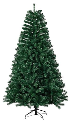 6ft Premium Christmas Tree 1150 Branch Tips Green Xmas Trees Bushy Artificial Christmas Tree Pine Tree with Metal Stand Easy to Assemble Realistic Spruce Branches Christmas Tree for Indoor and Outdoor
