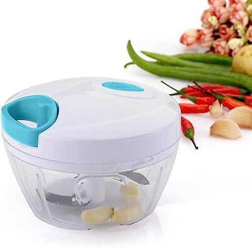 Manual Chopper – To chop Fruits/Vegetabl/Herbs/Nut/Onions&Garlics for Salsa Salad or Pesto Coleslaw Puree-Timesaver-Pull String Food Processor mincer/blender/dicer – Kitchen utensil (Blue)