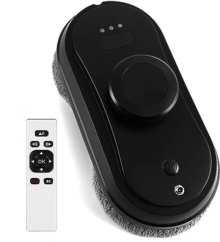 SAWEEZ Robot lavavetri, 5600Pa Forte aspirazione Pulizia Intelligente del Vetro Robotico con Getto d'Acqua Automatico per Piastrelle per finestre del soffitto della Porta di Classe(Nero)