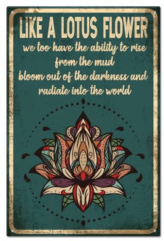 GLOBLELAND Like A Lotus Metal Tin Sign Funny Vintage Tin Sign 8x12 In Like A Lotus tin sign For Indoor & Outdoor Home Bar Coffee Kitchen Wall Decor, Iron