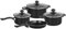 Gr8 Home 7 Piece Non Stick Kitchen Cookware Set Cooking Pot Frying Pan Saucepan with Glass Lids (Black)