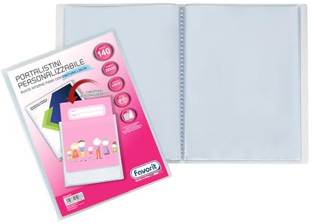 FAVORIT Sichtbuch mit festen Umschlägen und personalisierbarer Fronttasche für 140 Blätter, 22 x 30 cm, transparent