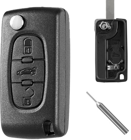 ShnminEU Coque Clé CE0536 3 Boutons Compatible avec Peugeot 207 307 308 407 607 807 et Citroën C2 C3 C4 C5 C6 C8 DS3 DS4, Boîtier Télécommande de Remplacement avec Outil, sans Électronique