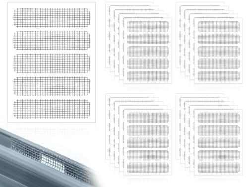 Lhbwhiz Set di riparazione per zanzariera da 100 pezzi,zanzariera autoadesiva in fibra,robusta toppa per zanzariera,toppa per porta finestra,per porta finestra(grigio)
