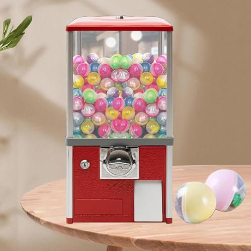 PASPRT Vending machine small vending machine Coin Operated Candy Dispenser Vending Machine Prize Machine Gumball machine (Red)
