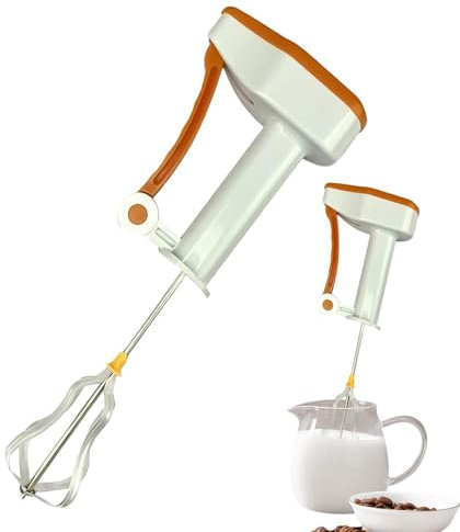 Xvilmaun frusta piccola frusta per cucinare, innovativa, potente frusta semiautomatica, compatta e portatile, in acciaio inox, mazza per uova con manovella per casa,
