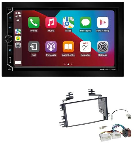 ESX VMX700DAB 2-DIN Autoradio kompatibel mit Wireless Apple CarPlay Android Auto Bluetooth DAB+ passend für KIA Sportage 2005-2009 schwarz