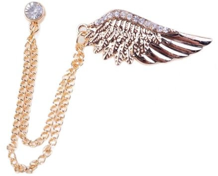 Broche pour Homme Broche de costume en chaîne personnalisée for hommes, diamant pour la Fête(Gold)