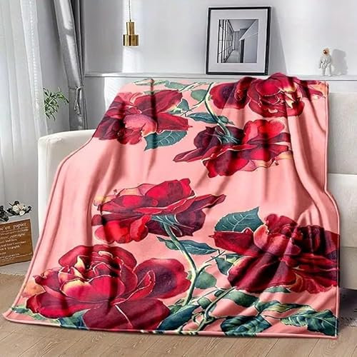 Felldecke Rose 3D Printdesign Couchdecke Warm Mikrofaser Wearable Doppelseitiger Decke 180 x 200 cm für Lesen, Lernen, Campen