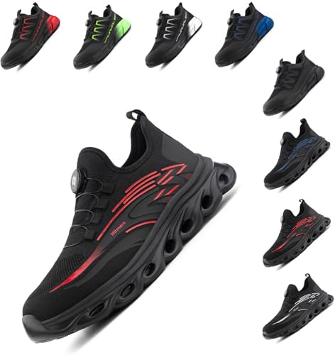 Hitmars Safety Trainers Men Ladies Safety Shoes Womens Work Shoes Steel Toe Cap Site Composite Comfortable Non Slip JIA-1 Red 7UK