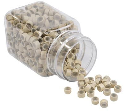 Sarini 500 Stück Nano-Ringe mit Silikonbeschichtung, 3 mm, Haarverlängerungsperlen, Mikroperlen, mit Silikonbeschichtung, Nano-Perlen, mit Silikonbeschichtung, Nano-Ringe