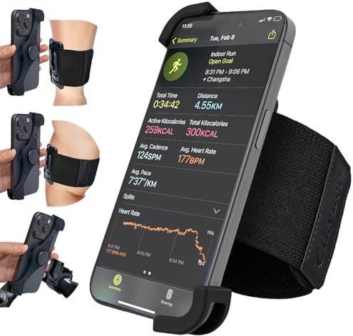 Cikyner Sportarmband Handy mit Saugnapf, 3 in 1 Handytasche Handyhalterung Laufen Fahrrad 360° Drehbar & Abnehmbar Handy Armband Joggen Universal Handyhalter für 4.5-7'' iPhone