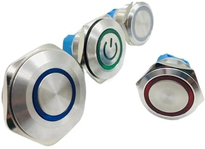 25/30/35MM waterproof metal button switch LED lamp instant lock automotive engine power switch start and stop 5v 6v 12V 24V 220V(Yellow symbols,3-8V(5V6V))