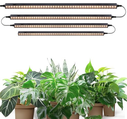 Barrina T5 2FT Grow Light Strip, Yellow Plant Lights for Indoor Growing, Full Spectrum, Black Cover LED Grow Light Bulbs, 40W(4 x 10W), Magnetic, Under Cabinet Plant Lamp with Switch Cord, 4 Packs
