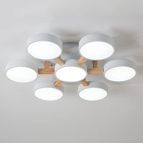 BCLYERBJ Chandeliers LED Ceiling Light, Round Sputnik Ceiling Light Novelty Light Fixture Complete with 12W Lens Light for Living Room Bedroom Kitchen Dining,Grey-3 Heads-Grey-4 Heads(Blanc,7 Heads)