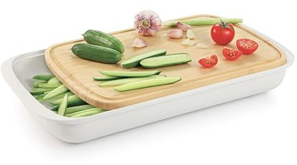Tescoma 900895 Tagliere in bambù con Contenitore 45x25 cm, Linea Online