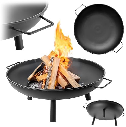 KADAX Brasero de 58 cm de diamètre - En acier - Pour jardin, balcon et terrasse - Avec pieds amovibles - Noir
