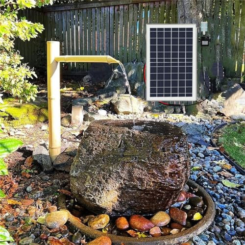 SGKOMN Fontaine Solaire en Bambou avec Pompe, Fontaine d'extérieur autoportante, Fontaine Solaire Feng Shui en Bambou, décoration de Jardin Zen pour Bureau, Patio, Cour